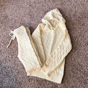 Cozy Cream Cable Knit Hoodie and Pants